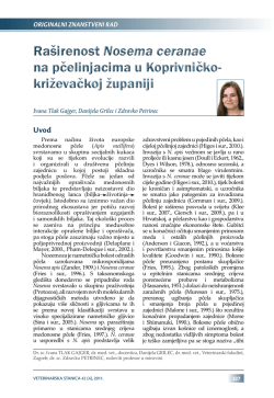 Ra&scaron;irenost Nosema ceranae na pčelinjacima u Koprivničko