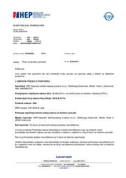 ELEKTROJUG DUBROVNIK Poziv za dostavu ponuda Po&scaron;tovani