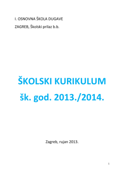 ŠKOLSKI KURIKULUM šk. god. 2013./2014.