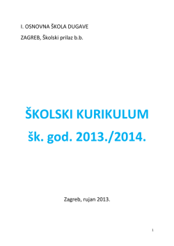 &Scaron;KOLSKI KURIKULUM &scaron;k. god. 2013./2014.