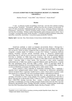 ANALIZA KOROVSKE FLORE POSEBNOG REZERVATA PRIRODE