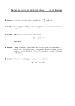Zadaci za ucenike osnovnih &scaron;kola &ndash; Teorija brojeva