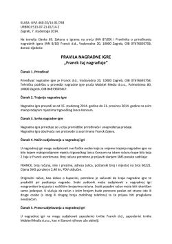 PRAVILA NAGRADNE IGRE &bdquo;Franck čaj nagrađuje&ldquo;