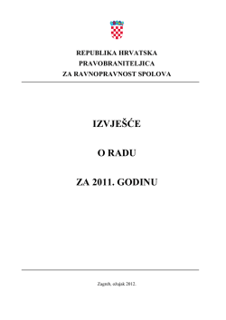 Izvje&scaron;će o radu pravobraniteljice za ravnopravnost spolova za 2011