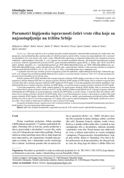 Parametri higijenske ispravnosti četiri vrste riba koje su