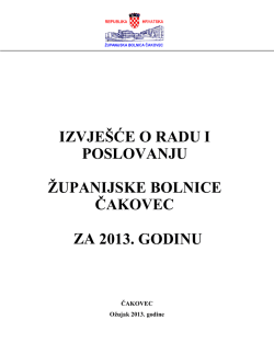 Izvješće o radu - Zupanijska bolnica Cakovec