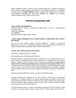 PRAVILA NAGRADNE IGRE