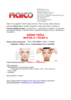 RADNI TEČAJ BOTOX-a i FILER-a