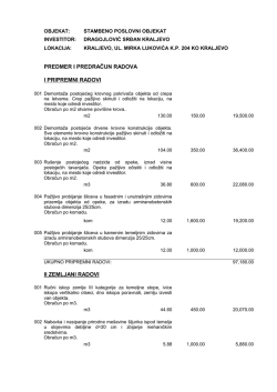 predmer i predračun radova i pripremni radovi ii
