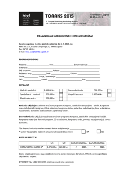 prijavnica za sudjelovanje i hotelski smje&scaron;taj