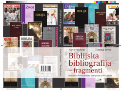 Biblijska bibliografija - fragmenti - Katolički bogoslovni fakultet u