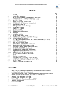 SADRŽAJ: LITERATURA: