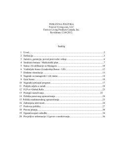 POSLOVNA POLITIKA Forever Living.com, LLC Forever Living