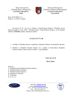Z A K LJ U Č A K - Skup&scaron;tina Kantona Sarajevo