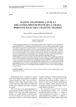 Levels and Distribution of PCBs and Organochlorine Pesticides in