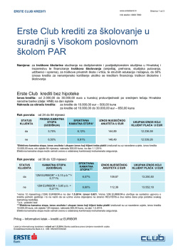 Erste Club kredita za &scaron;kolovanje