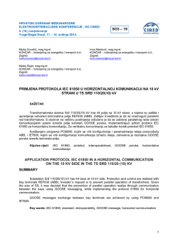 Primjena protokola IEC 61850 u horizontalnoj komunikaciji na 10 kV