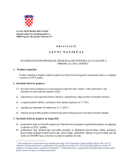 Natječaj za prijavu projekata u okviru Operativnog