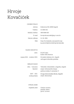 Hrvoje Kovačićek (Vanzemaljac) - Tehničko veleučilište u Zagrebu