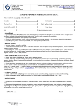 Zahtjev za kori&scaron;tenje usluge