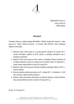 Održana sjednica Nadzornog odbora Adris grupe