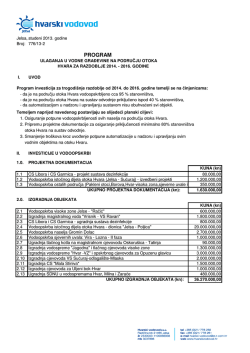 Plan investicija za 2014-2016.