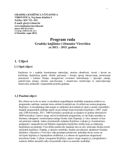 Program rada Gradske knjižnice i čitaonice Virovitica za 2013.
