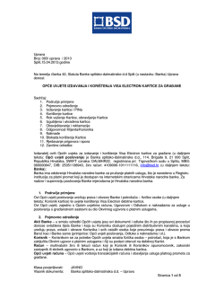 Opći uvjeti izdavanja i kori&scaron;tenja Visa Electron kartice za građane u