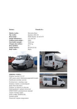 Marka vozila : Mercedes-Benz Tip vozila : Sprinter 208 CDI Broj &scaron;asije