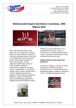 Izvje&scaron;taj sa sajma EIRE 2012 Milano