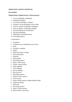 MEDICINSKA SESTRA-TEHNIČAR III RAZRED MEDICINSKA