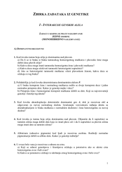zbirka zadataka iz genetike i - interakcije genskih