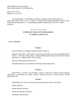 Pravilnik o primanju zdr.radnika na pripravnički staž(download pdf)