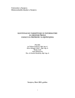 Univerzitet u Sarajevu Elektrotehnički fakultet u Sarajevu