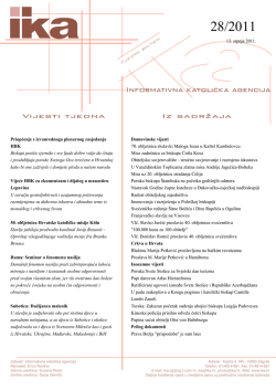 13. srpnja 2011. Priopćenje s izvanrednoga plenarnog