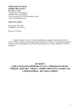 izvje&scaron;će o realizaciji godi&scaron;njeg plana i programa rada če&scaron;kog