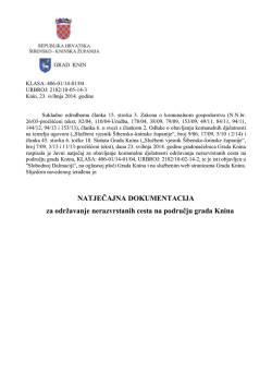 NATJEČAJNA DOKUMENTACIJA za održavanje