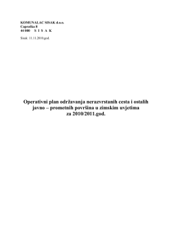 Operativni plan održavanja cesta u zimskim uvjetima