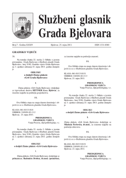 Službeni glasnik Grada Bjelovara br. 7/2013