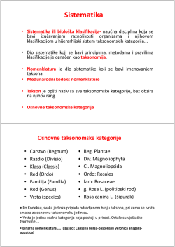 Predavanje V, Sistematika [Compatibility Mode]