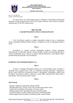 Pravilnik o raspodjeli finansijskih sredstava namijenjenih