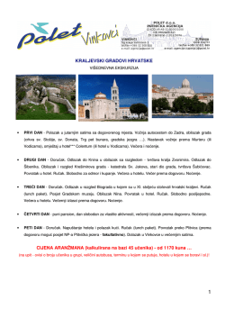 KRALJEVSKI GRADOVI HRVATSKE CIJENA ARANŽMANA