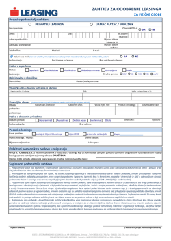 ZAHTJEV ZA ODOBRENJE LEASINGA