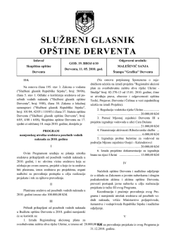 "Službeni glasnik op&scaron;tine Derventa", broj: 6/10