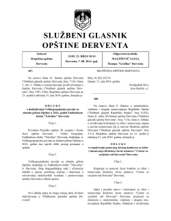 "Službeni glasnik op&scaron;tine Derventa", broj: 10/14