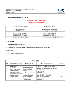 "HERKON" d.o.o. MOSTAR Inspekcijsko tijelo Tipa A