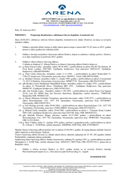 Priopćenje dioničarima o odlukama glavne skup&scaron;tine