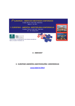 II. OBAVIJEST V. EUROPSKO AMERIČKA ANESTEZIOLO&Scaron;KA