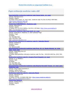 Popis ordinacija medicine rada u RH