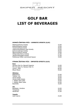 GOLF BAR LIST OF BEVERAGES